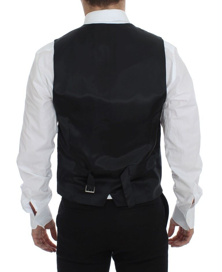 Dolce &amp; Gabbana Élégant gilet en laine à rayures grises