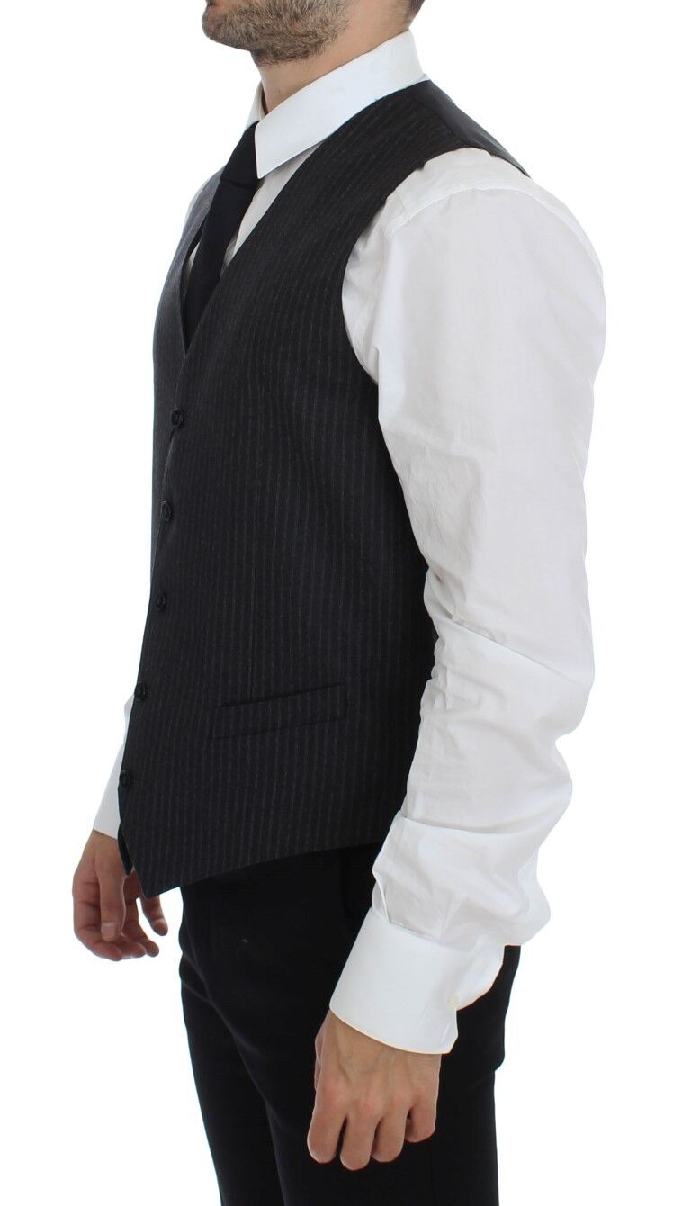 Dolce &amp; Gabbana Élégant gilet en laine à rayures grises