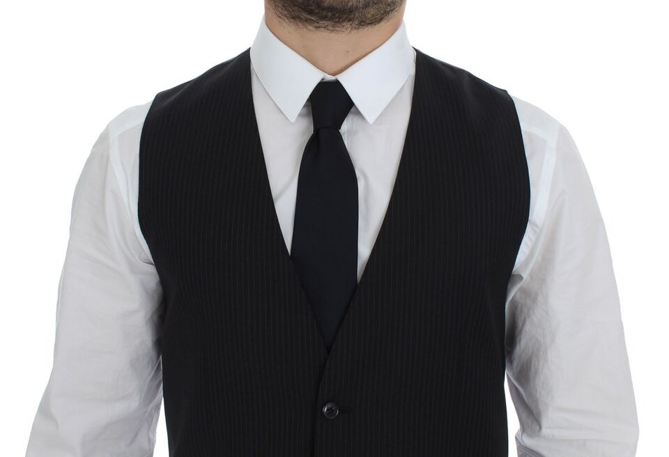 Dolce &amp; Gabbana Élégant gilet en laine à rayures noires