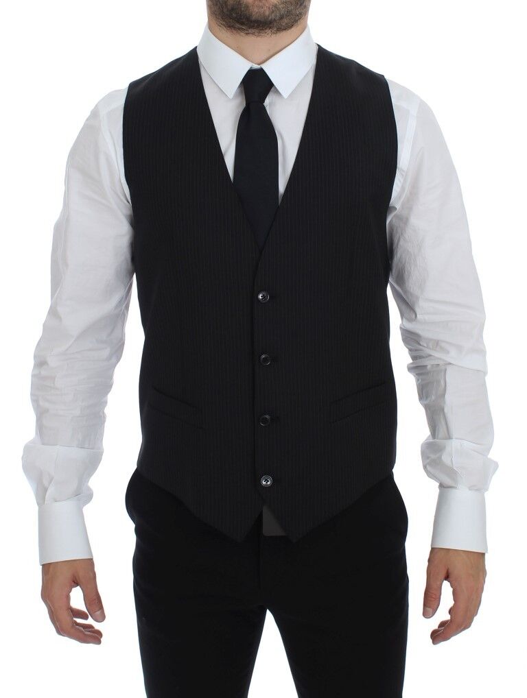 Dolce &amp; Gabbana Élégant gilet en laine à rayures noires