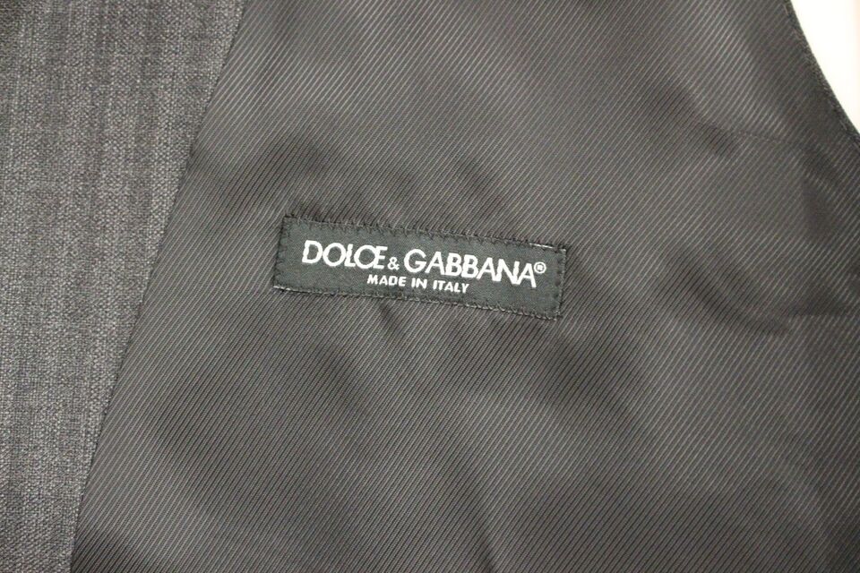 Dolce &amp; Gabbana - Robe-gilet élégante en laine à rayures grises