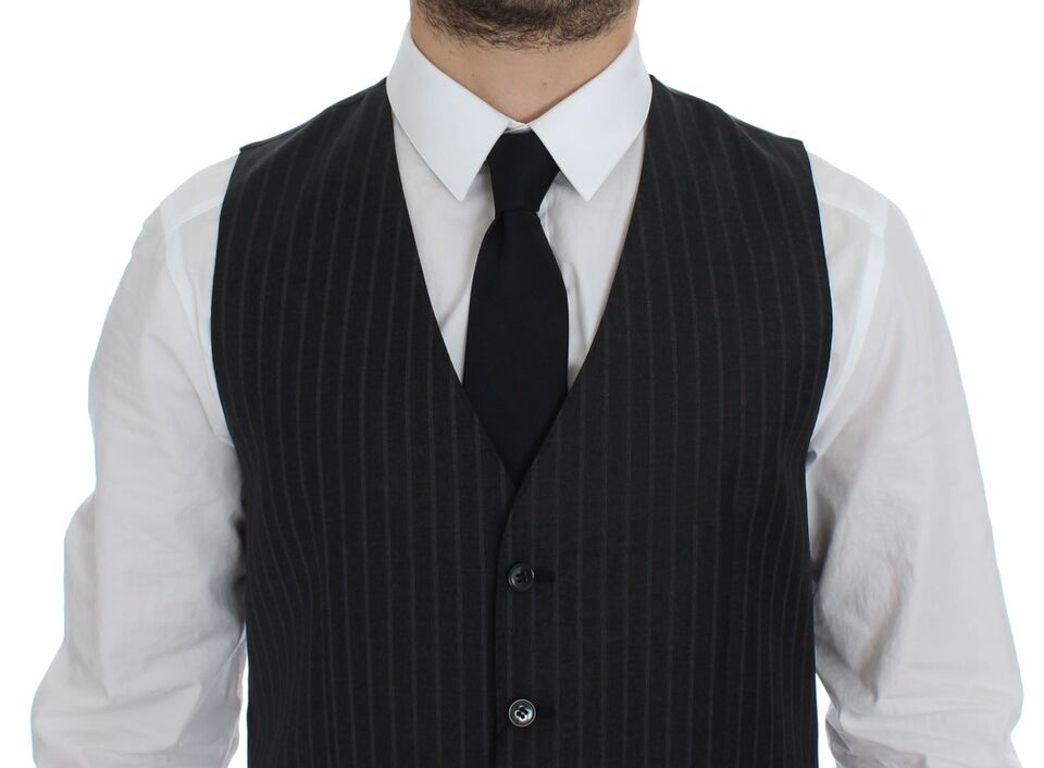 Dolce &amp; Gabbana - Robe-gilet élégante en laine à rayures grises