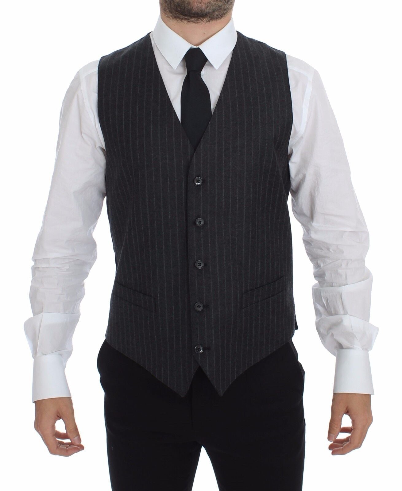 Dolce &amp; Gabbana Élégant gilet à rayures grises