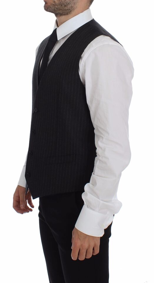Dolce &amp; Gabbana - Robe-gilet élégante en laine à rayures grises