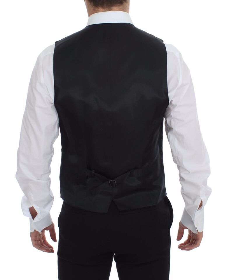 Dolce &amp; Gabbana - Robe-gilet élégante en laine à rayures grises