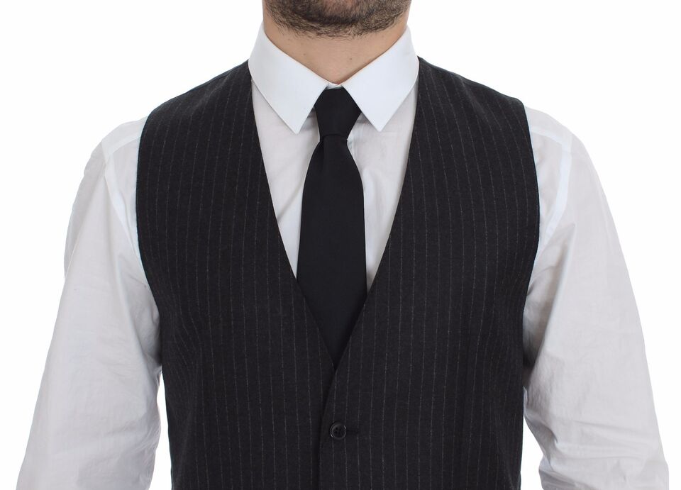 Dolce &amp; Gabbana - Robe-gilet élégante en laine à rayures grises
