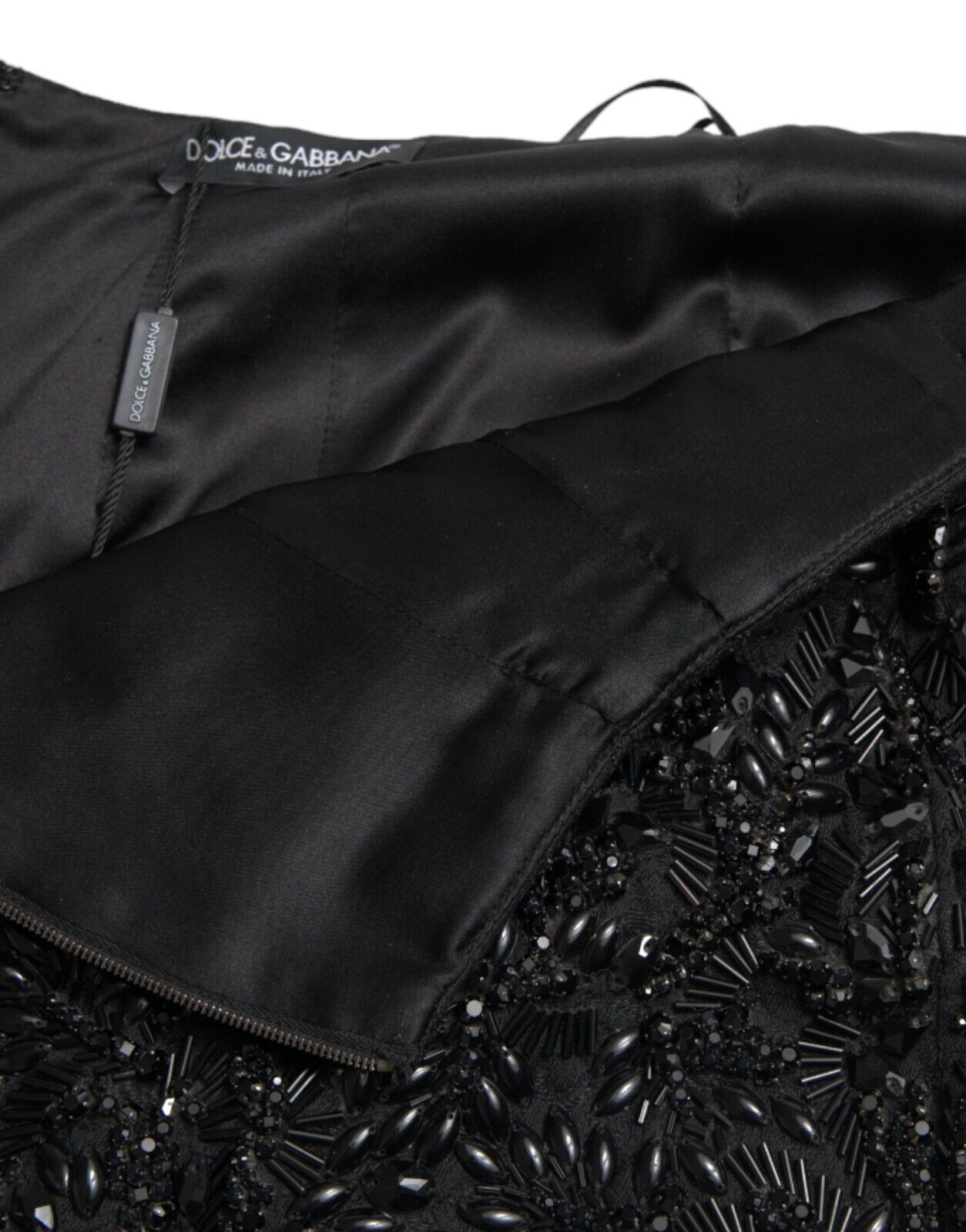Jupe de défilé noire ornée de cristaux Dolce &amp; Gabbana