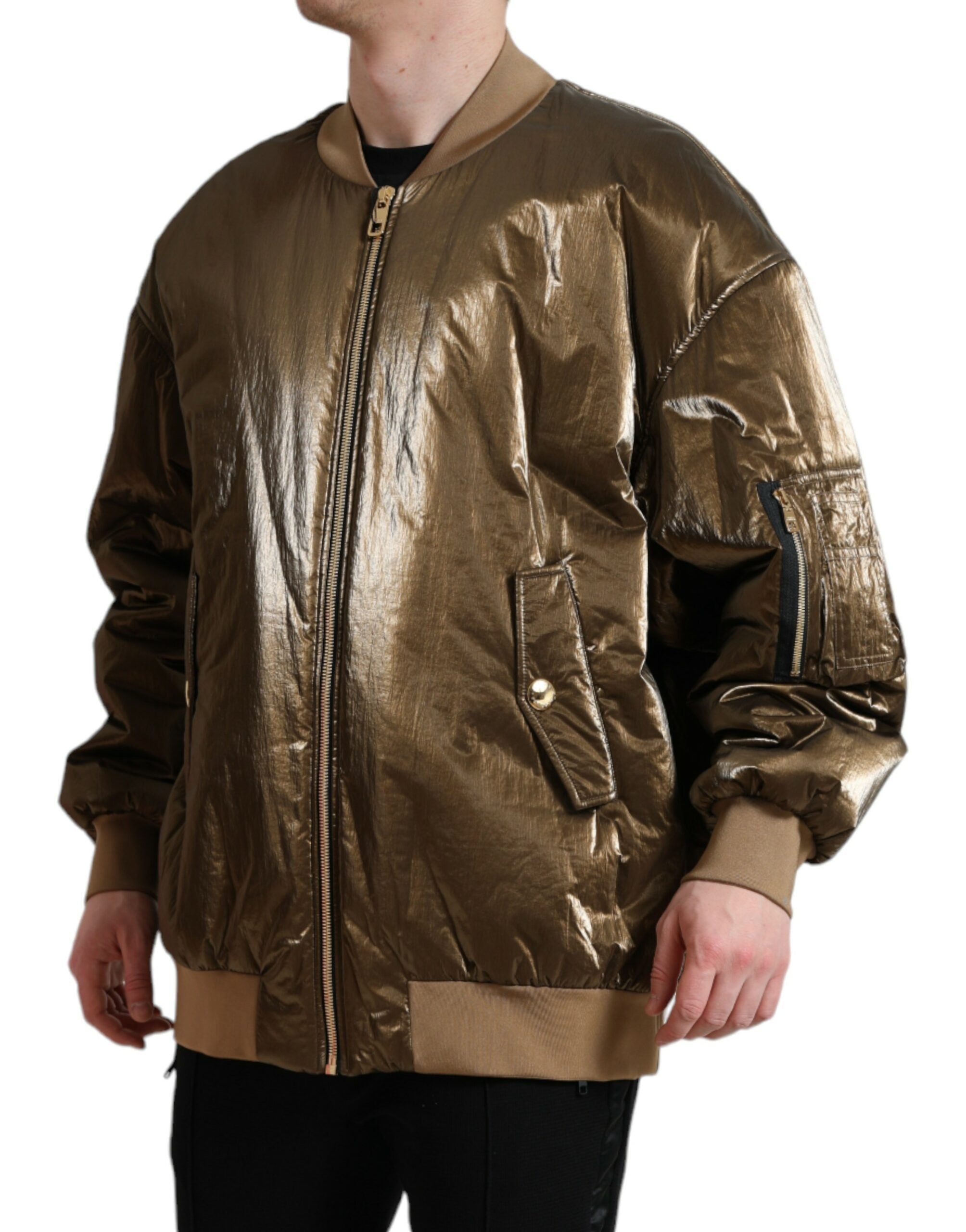 Dolce &amp; Gabbana Elegante Bomberjacke in Bronze