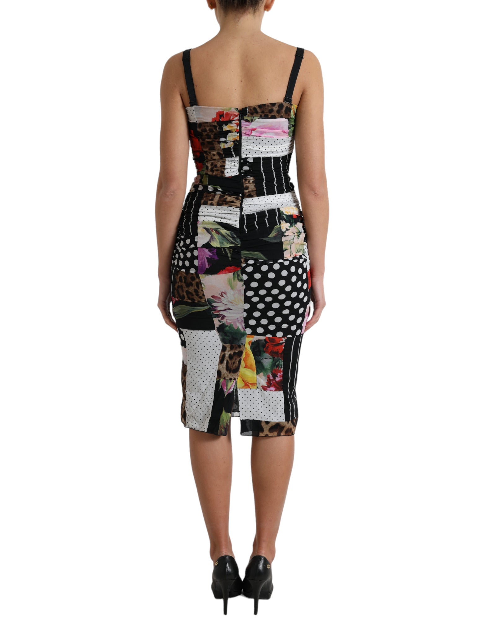 Robe midi élégante en soie patchwork Dolce &amp; Gabbana