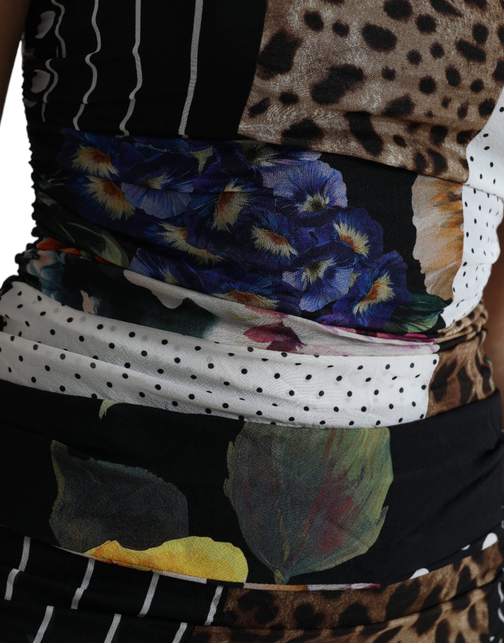 Robe midi élégante en soie patchwork Dolce &amp; Gabbana