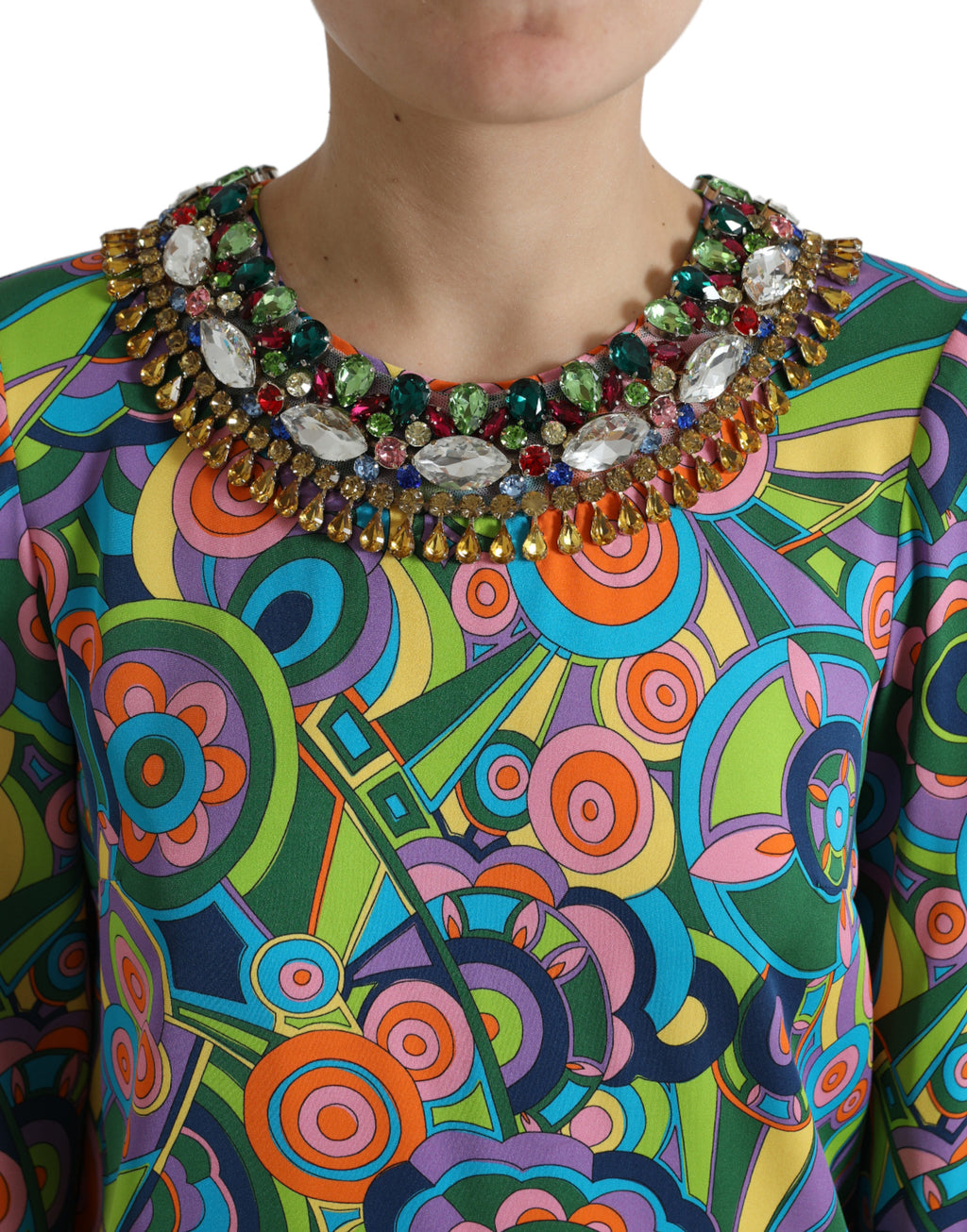 Mini-robe géométrique en soie multicolore Dolce &amp; Gabbana