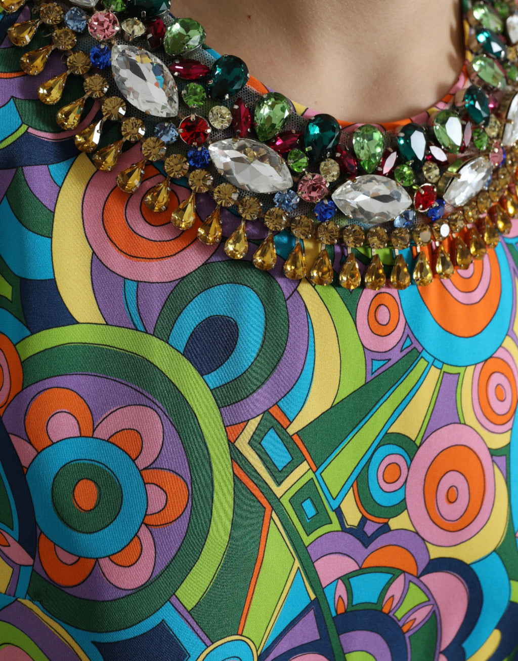 Mini-robe géométrique en soie multicolore Dolce &amp; Gabbana