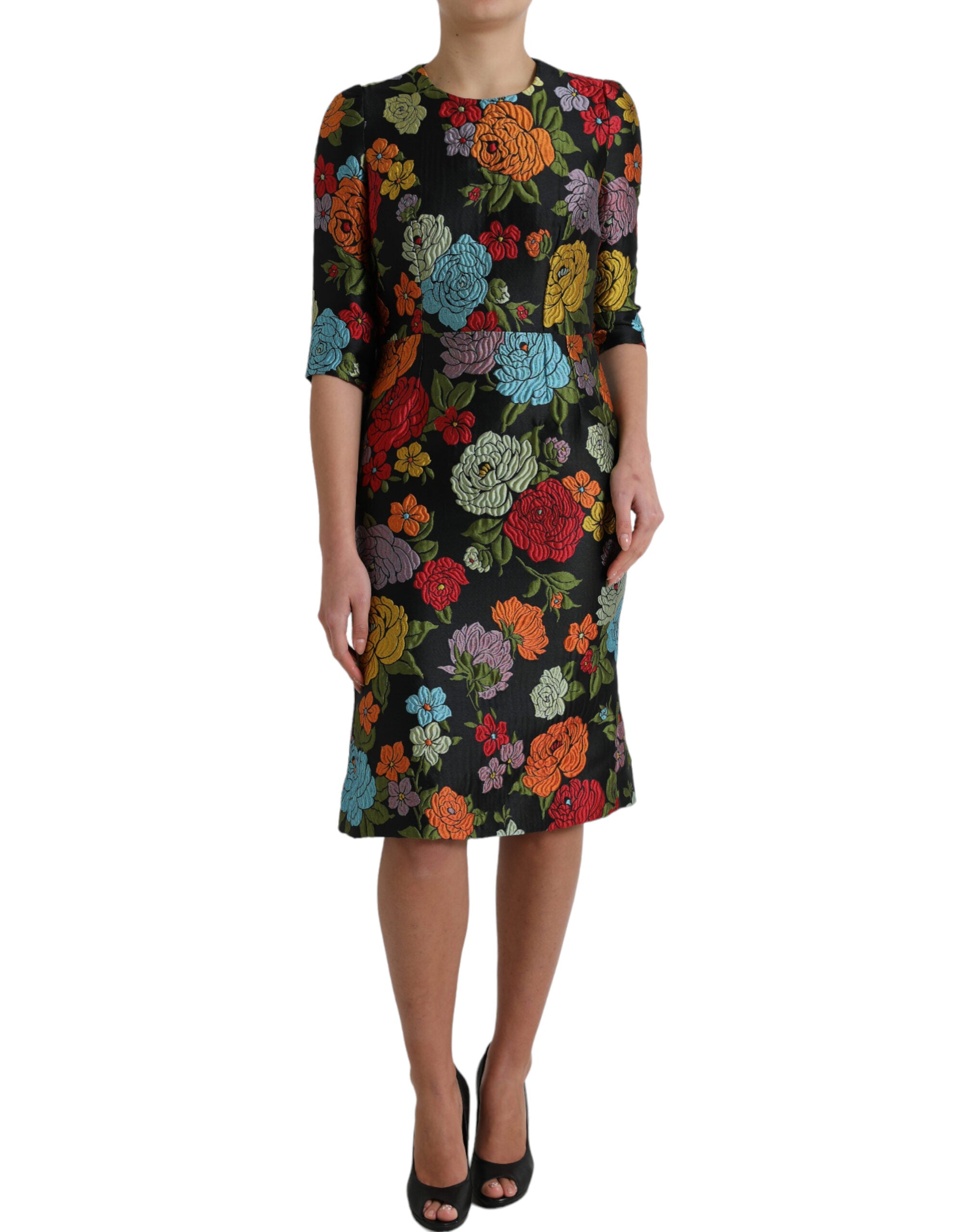 Dolce &amp; Gabbana – Elegantes Bleistiftkleid mit Blumenstickerei