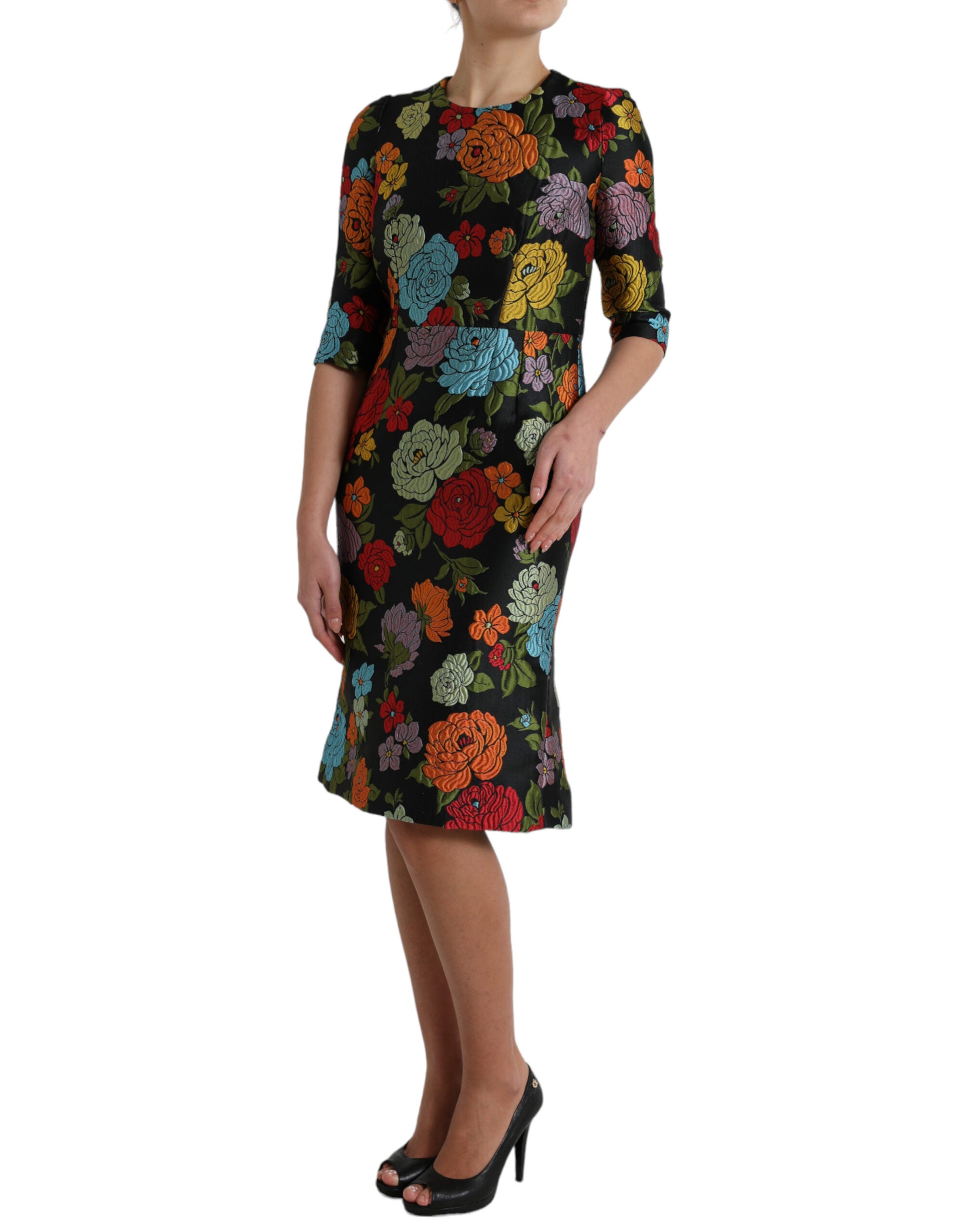 Dolce &amp; Gabbana – Elegantes Bleistiftkleid mit Blumenstickerei