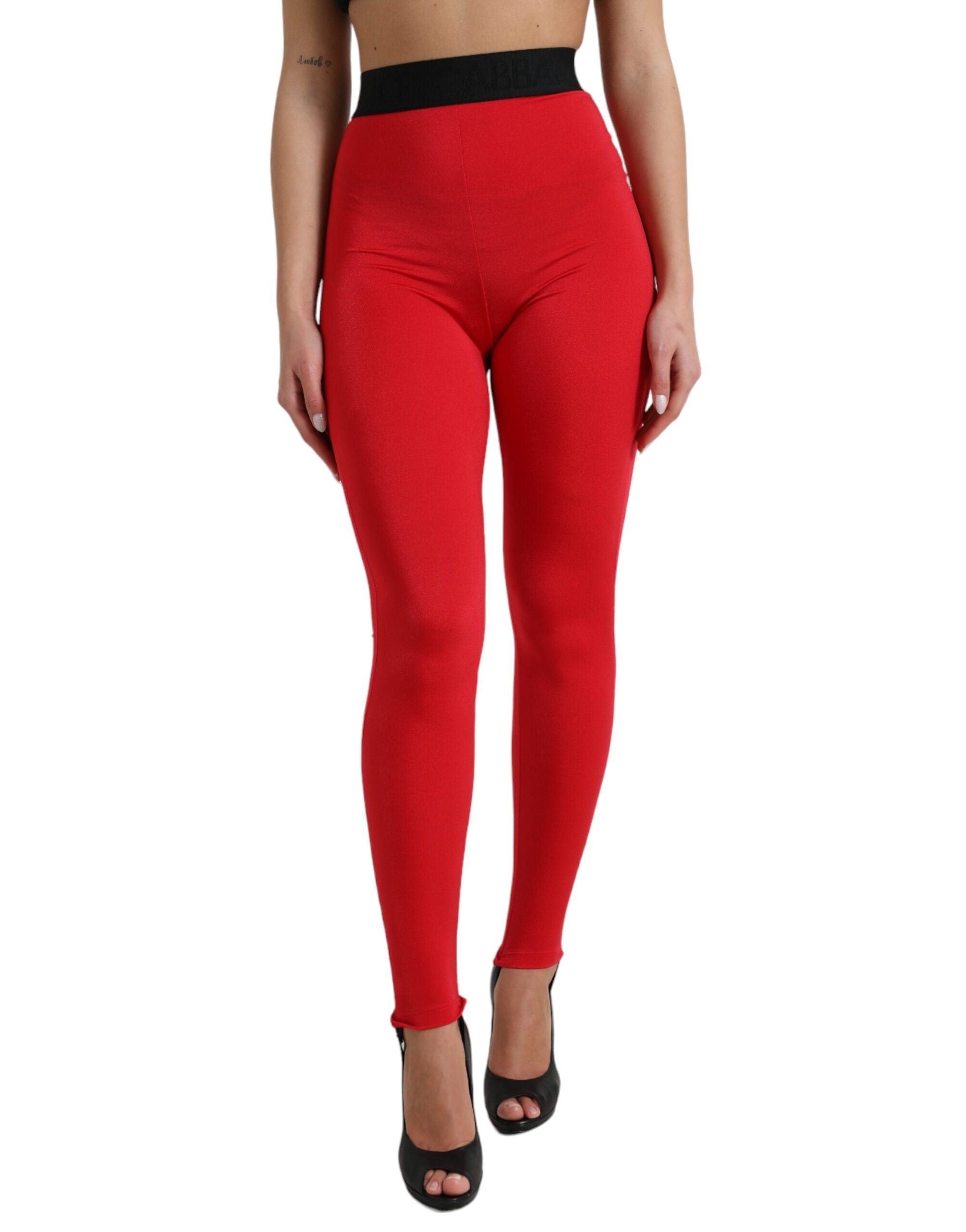 Dolce &amp; Gabbana Elegante rote Leggings mit hoher Taille