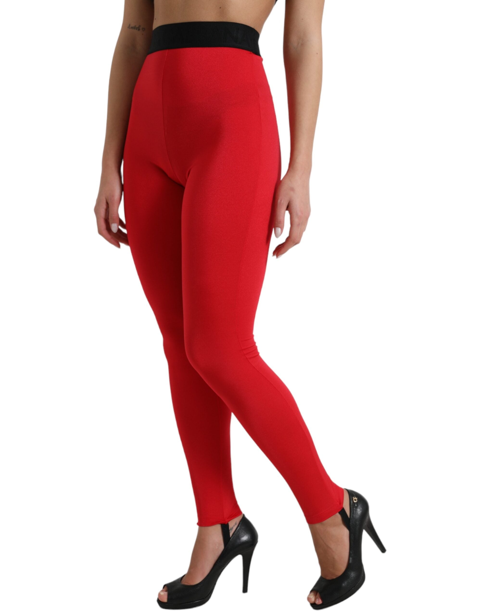 Dolce &amp; Gabbana Elegante rote Leggings mit hoher Taille
