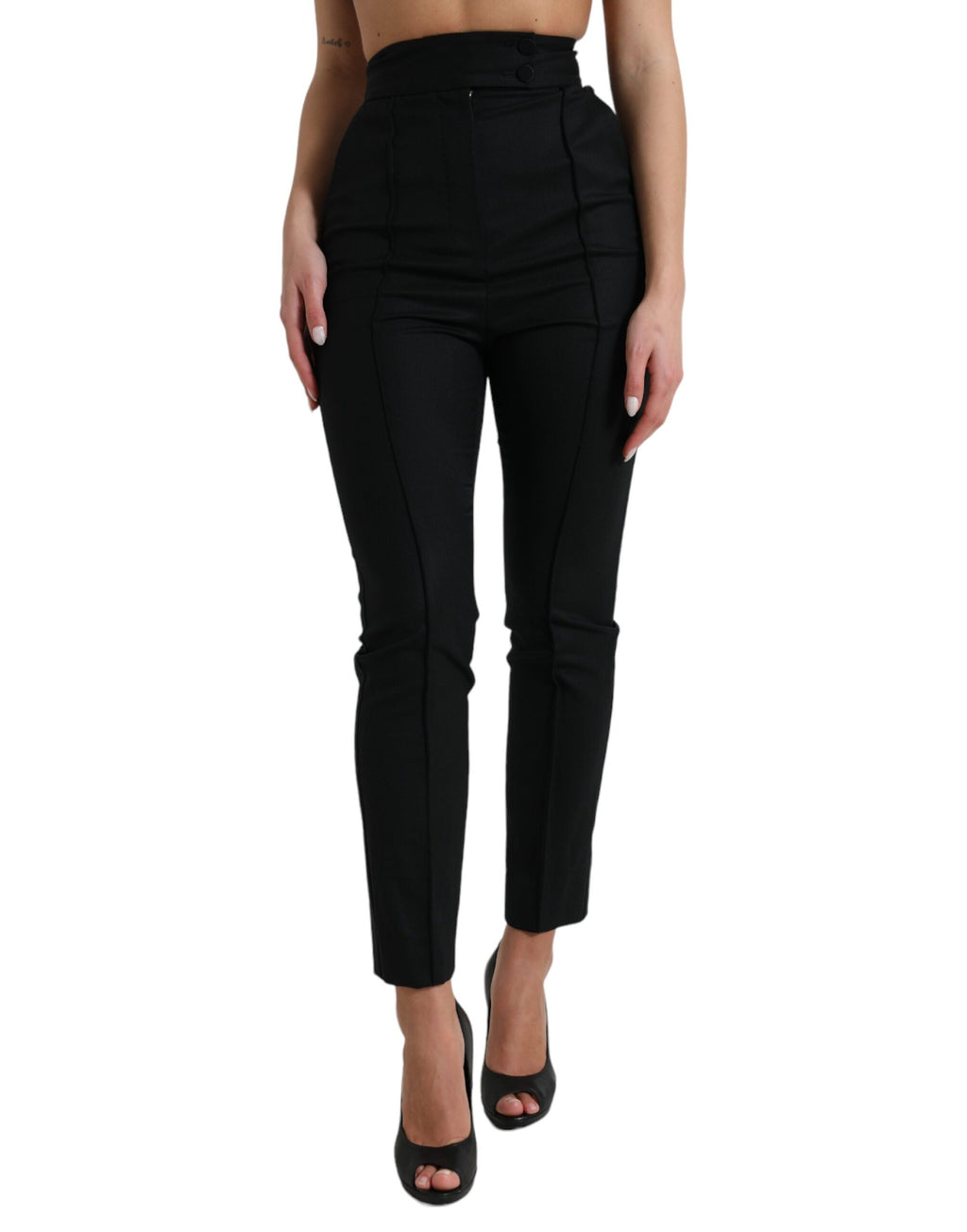 Dolce &amp; Gabbana Elegante hoch taillierte, konische Wollhose