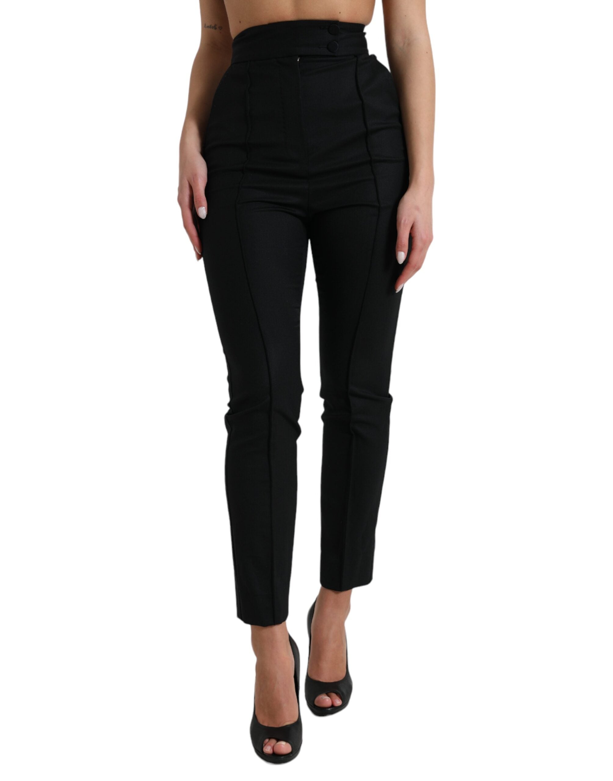 Dolce &amp; Gabbana Elegante hoch taillierte, konische Wollhose
