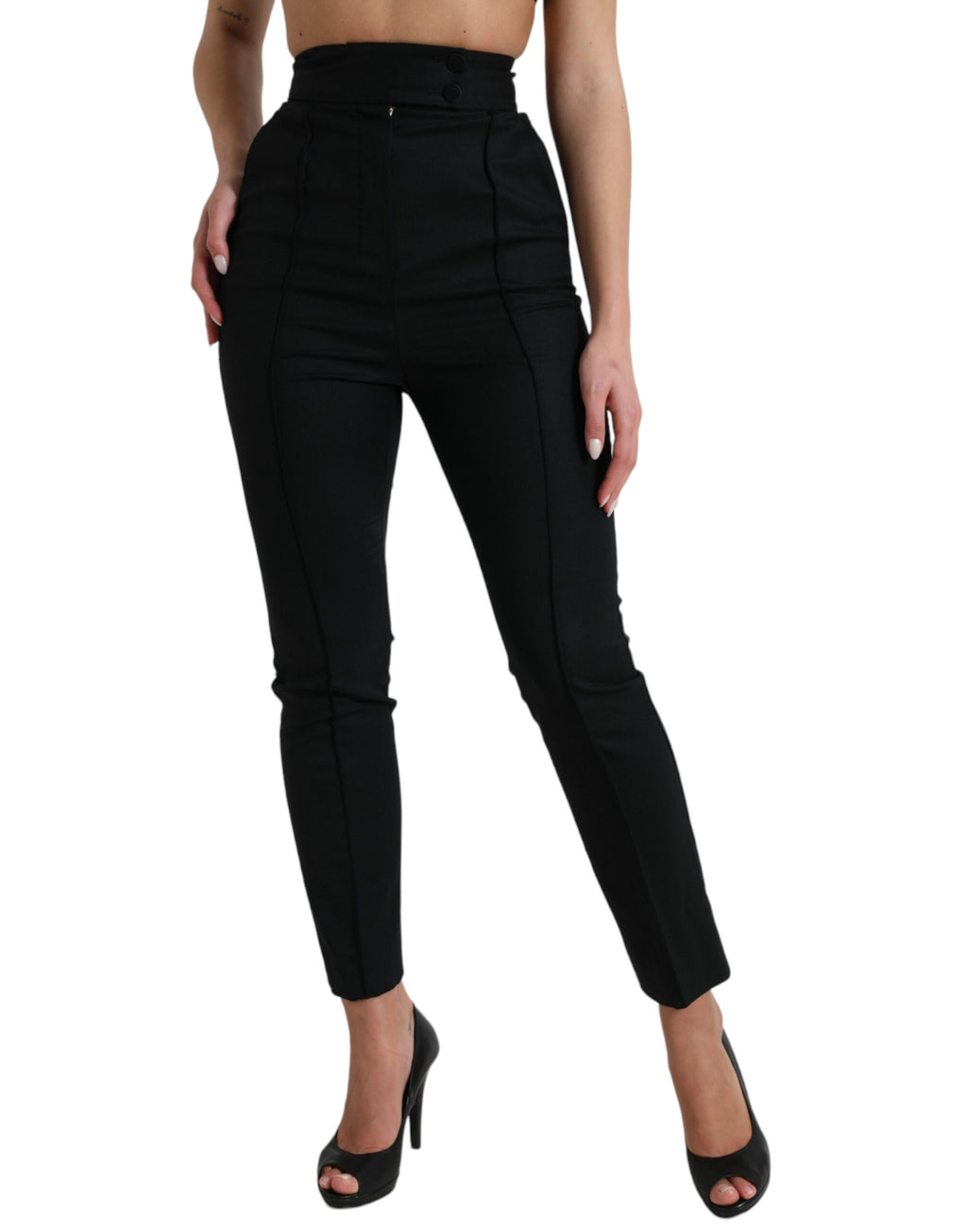 Dolce &amp; Gabbana Elegante hoch taillierte, konische Wollhose