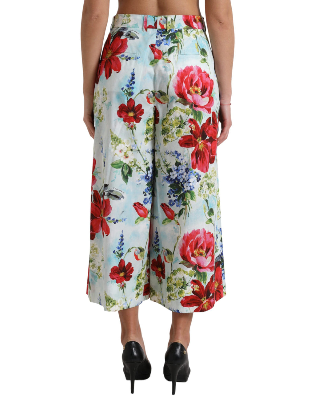 Dolce &amp; Gabbana – Hose mit weitem Bein und Blumenmuster und hoher Taille