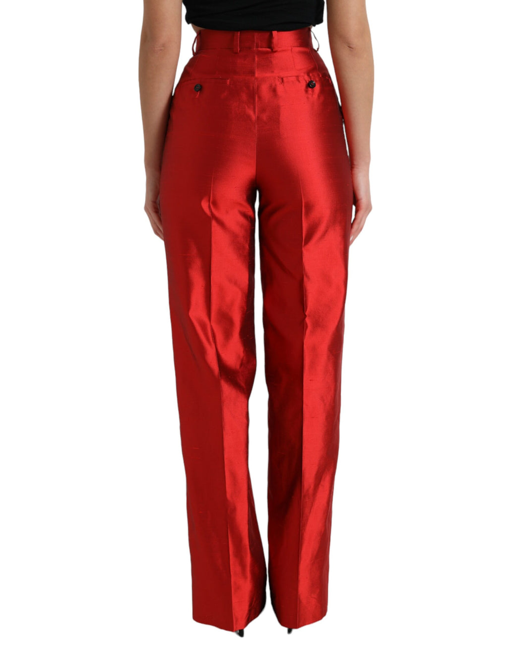 Dolce &amp; Gabbana Elegante Seidenhose mit hoher Taille und weitem Bein