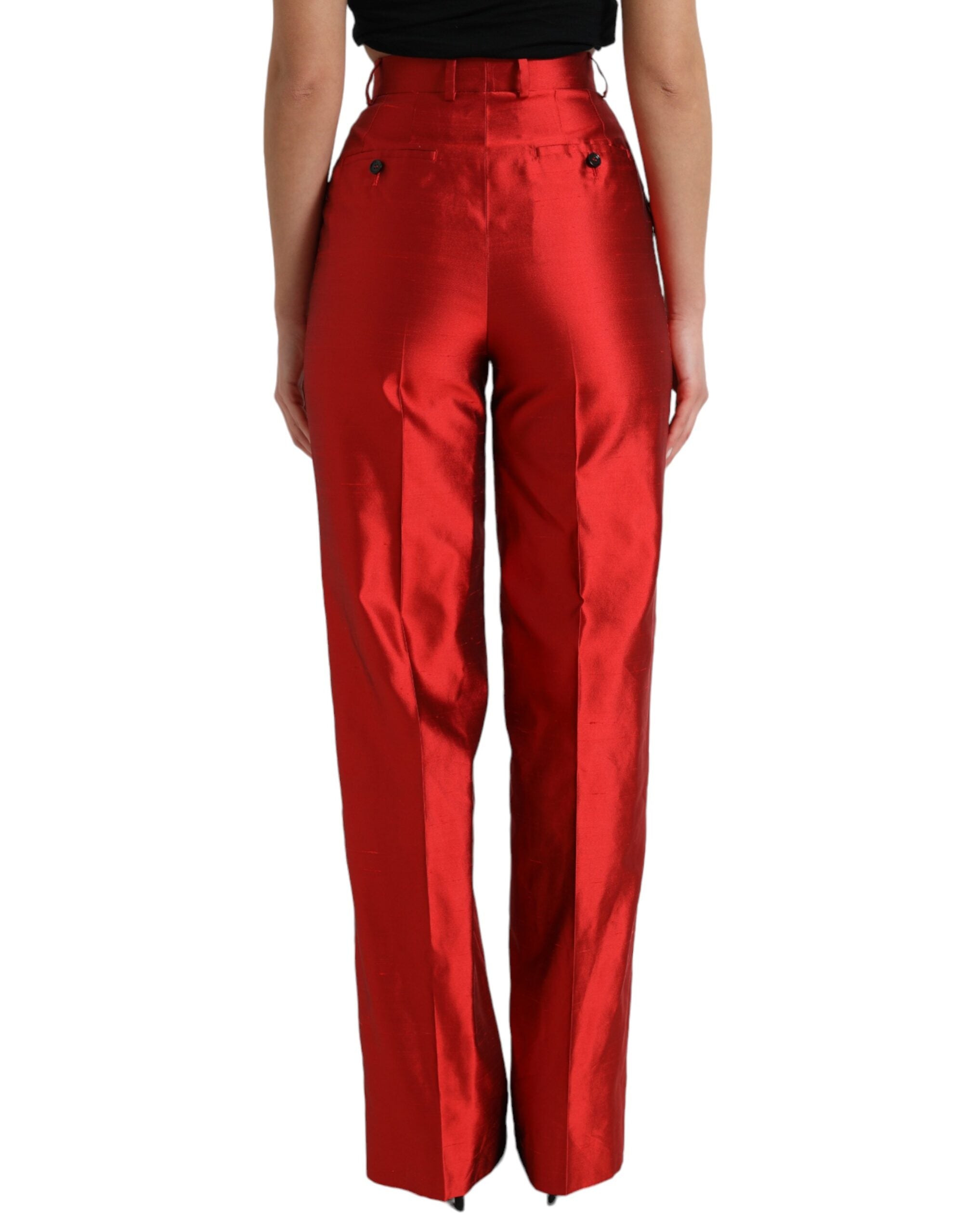Dolce &amp; Gabbana Elegante Seidenhose mit hoher Taille und weitem Bein