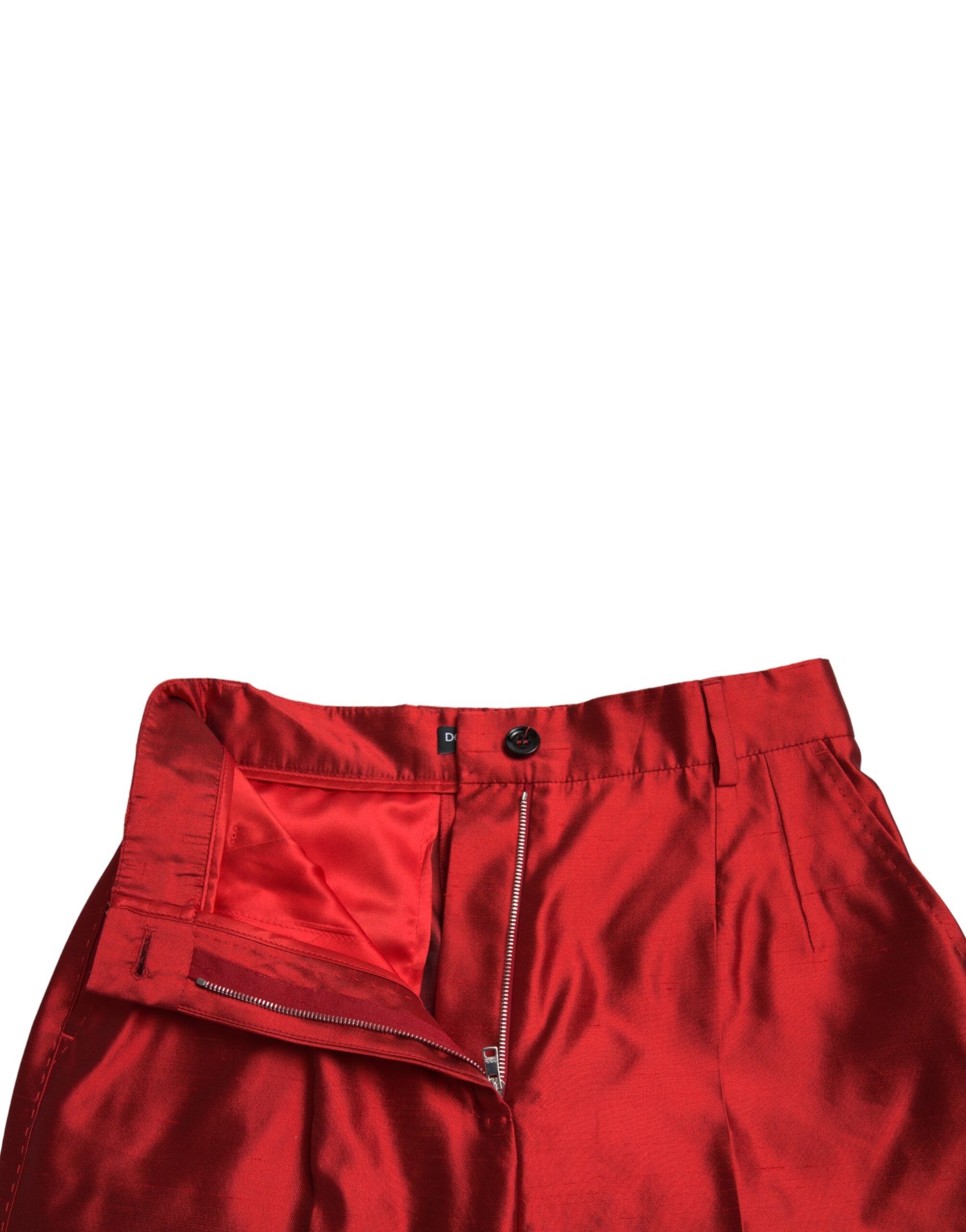 Dolce &amp; Gabbana Elegante Seidenhose mit hoher Taille und weitem Bein
