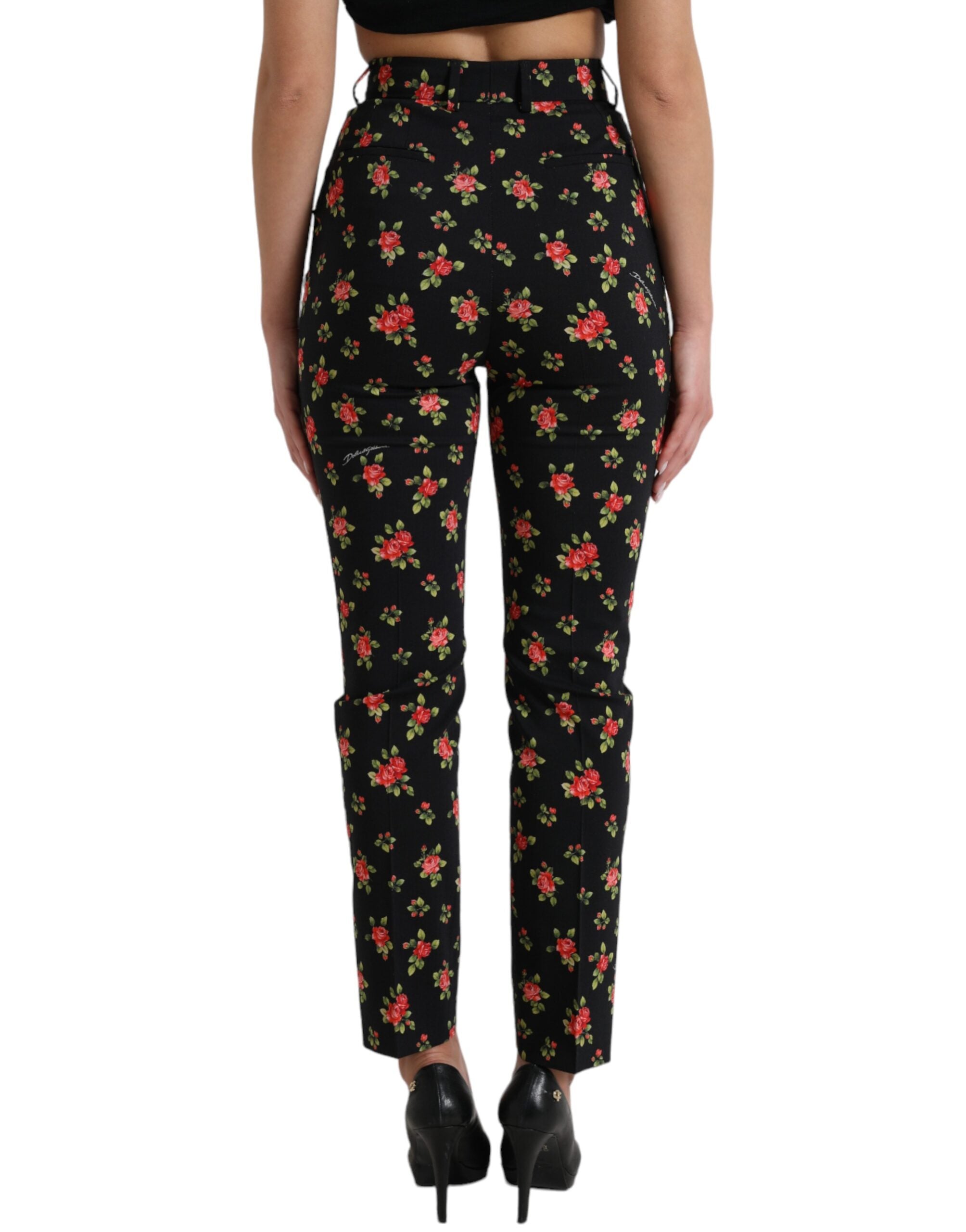 Dolce &amp; Gabbana Elegante, hoch taillierte, florale Tapered-Hose