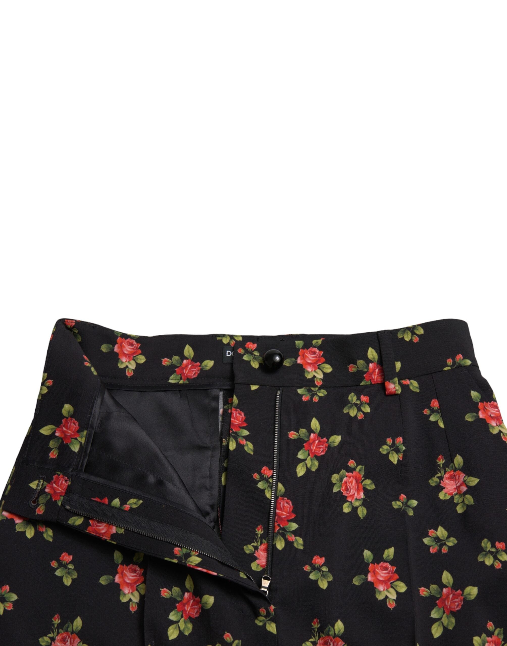 Dolce &amp; Gabbana Elegante, hoch taillierte, florale Tapered-Hose
