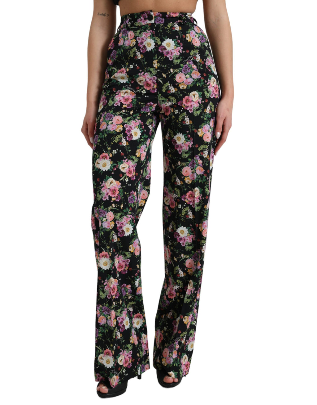Dolce &amp; Gabbana – Hose mit weitem Bein und Blumenmuster und hoher Taille