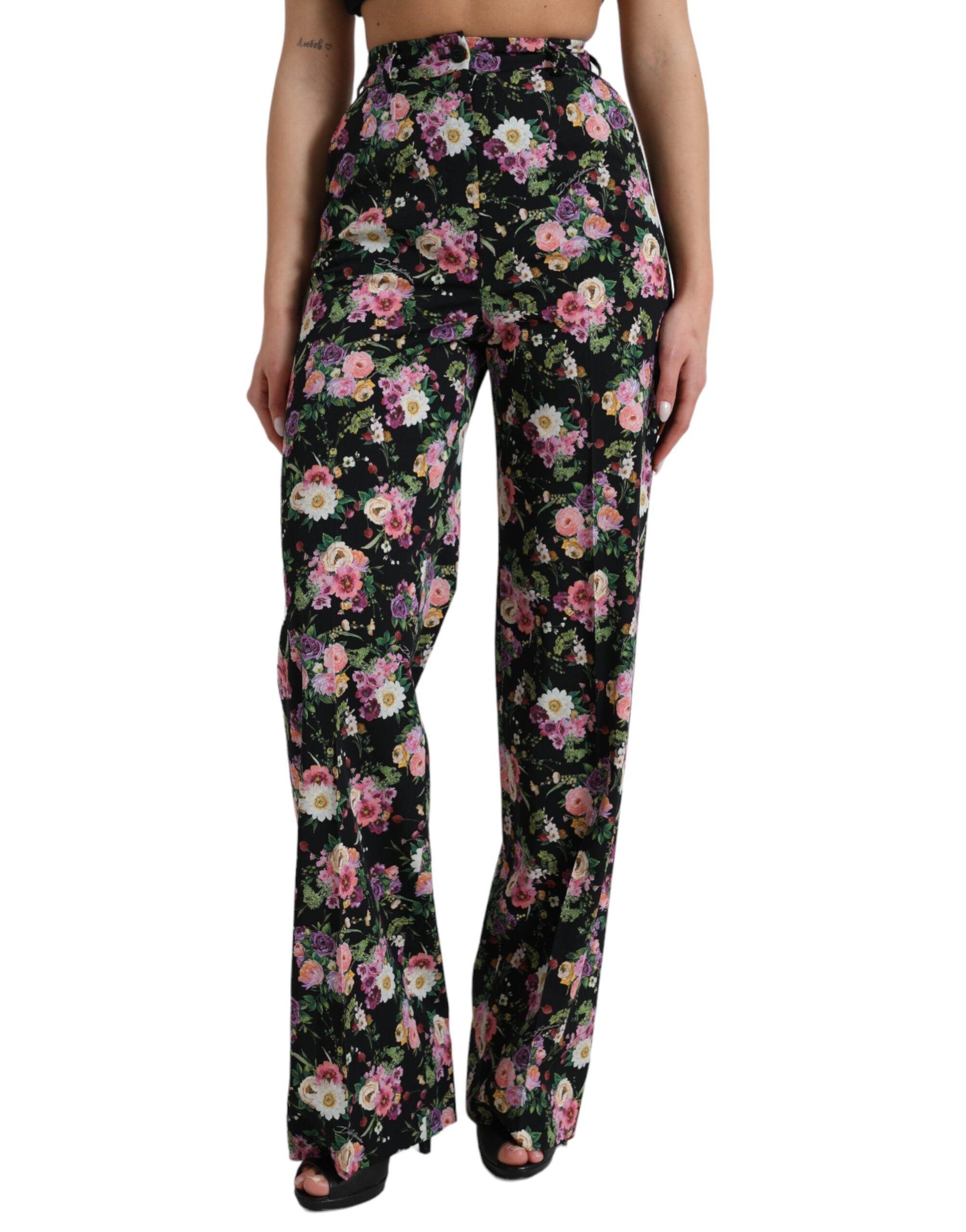 Dolce &amp; Gabbana – Hose mit weitem Bein und Blumenmuster und hoher Taille