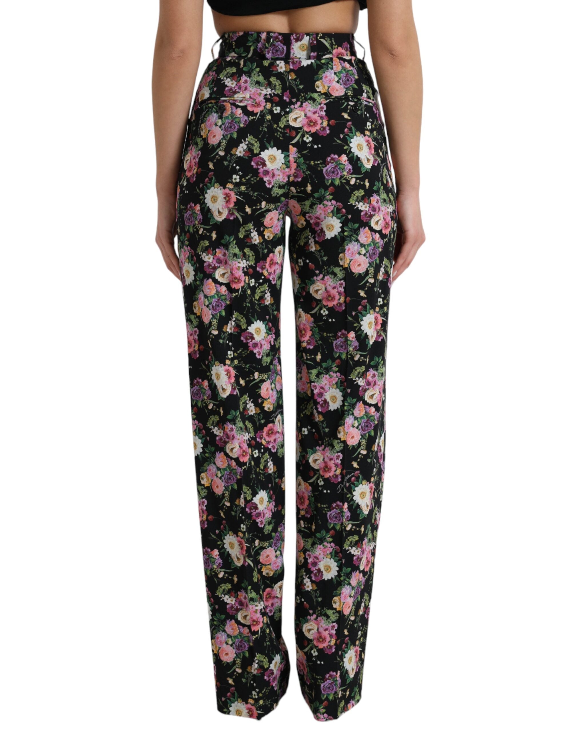 Dolce &amp; Gabbana – Hose mit weitem Bein und Blumenmuster und hoher Taille