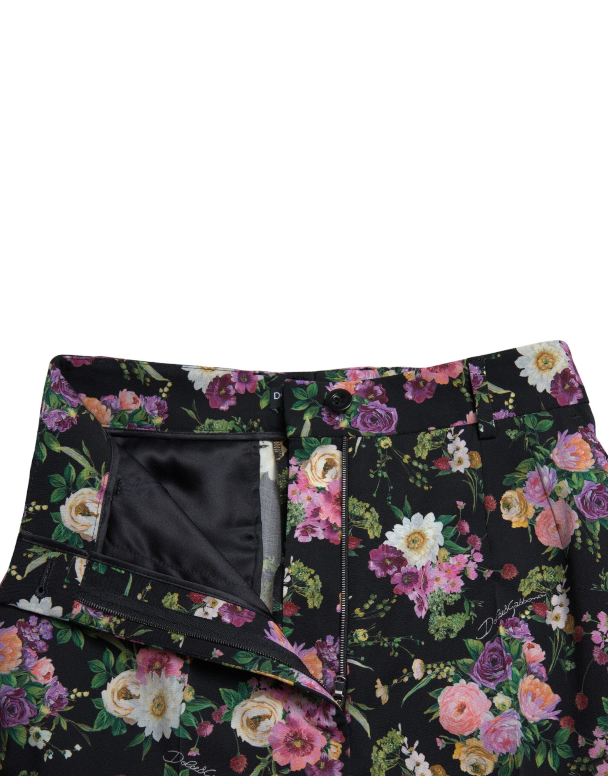 Dolce &amp; Gabbana – Hose mit weitem Bein und Blumenmuster und hoher Taille