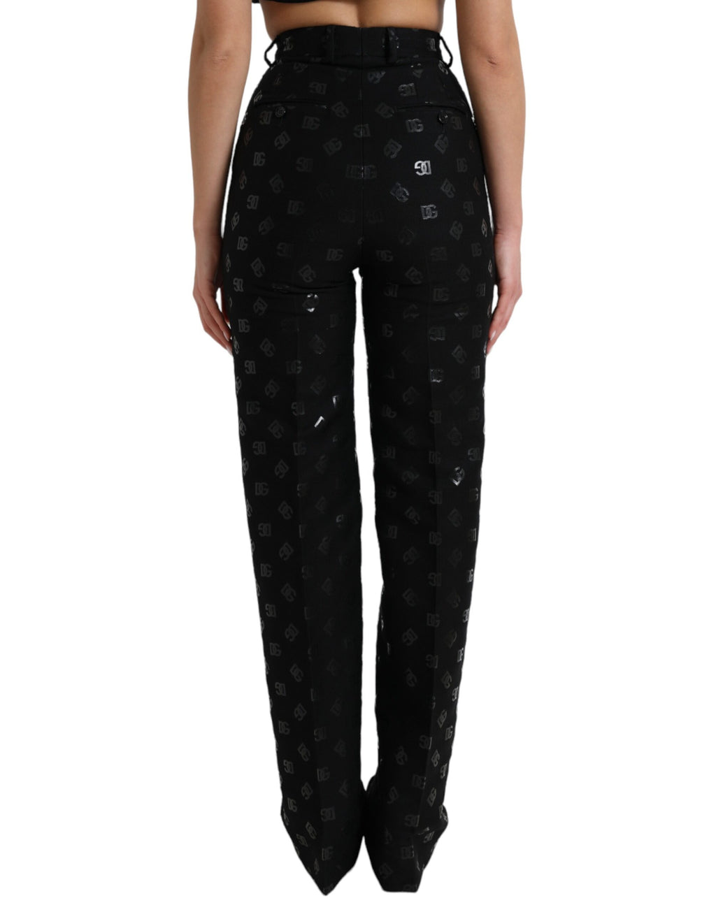 Dolce &amp; Gabbana – Schicke, gerade Hose mit hoher Taille und Logo-Print