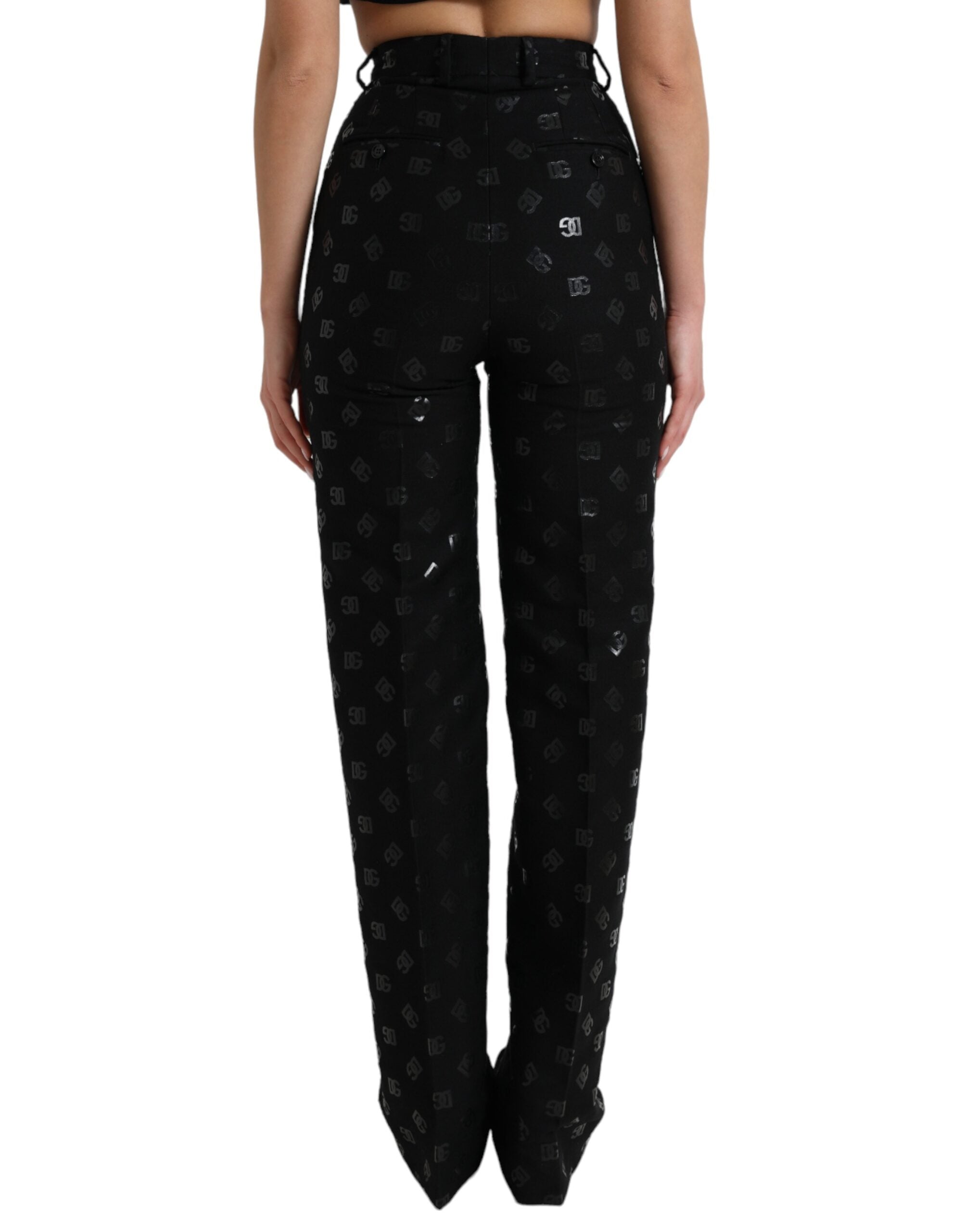 Dolce &amp; Gabbana – Schicke, gerade Hose mit hoher Taille und Logo-Print