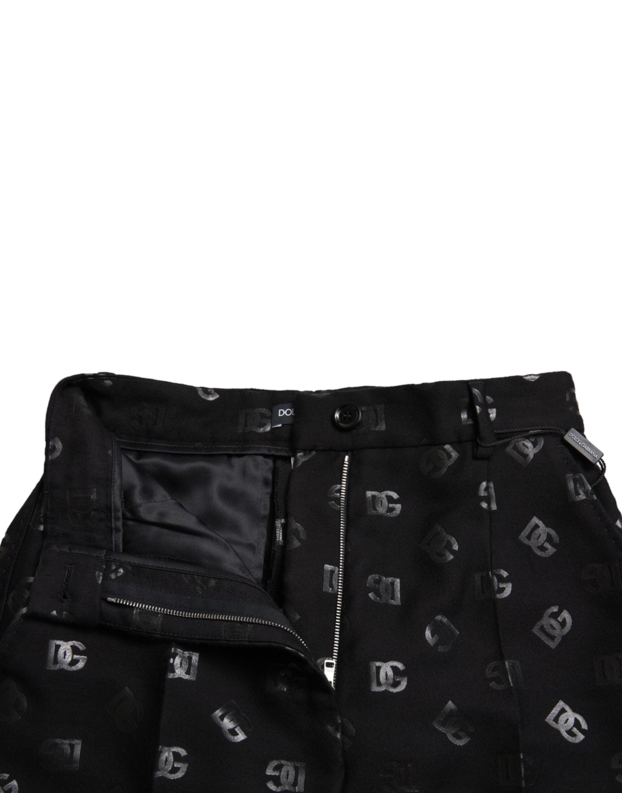 Dolce &amp; Gabbana – Schicke, gerade Hose mit hoher Taille und Logo-Print