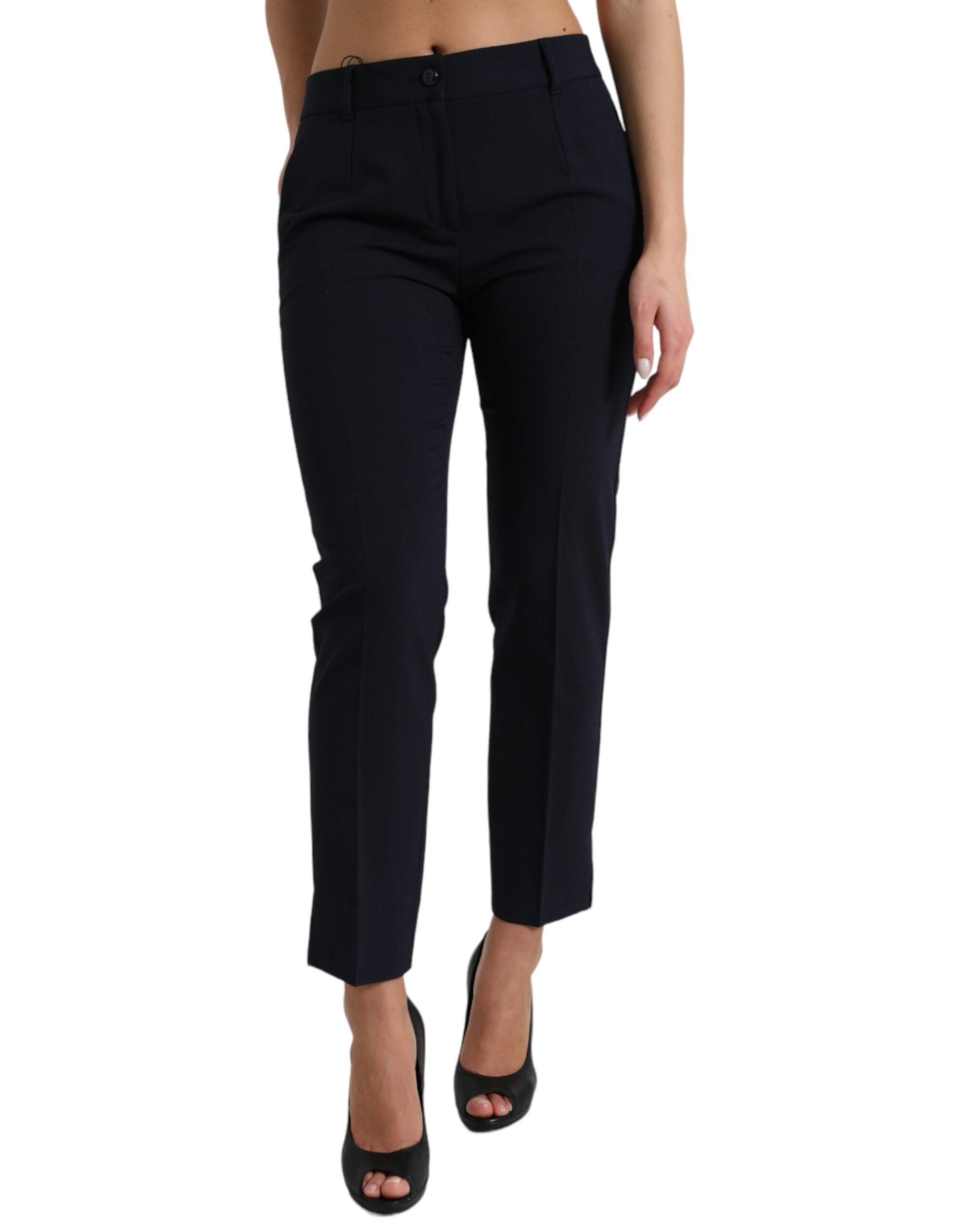 Dolce &amp; Gabbana – Elegante, konisch zulaufende Hose mit mittlerer Taille in Blau