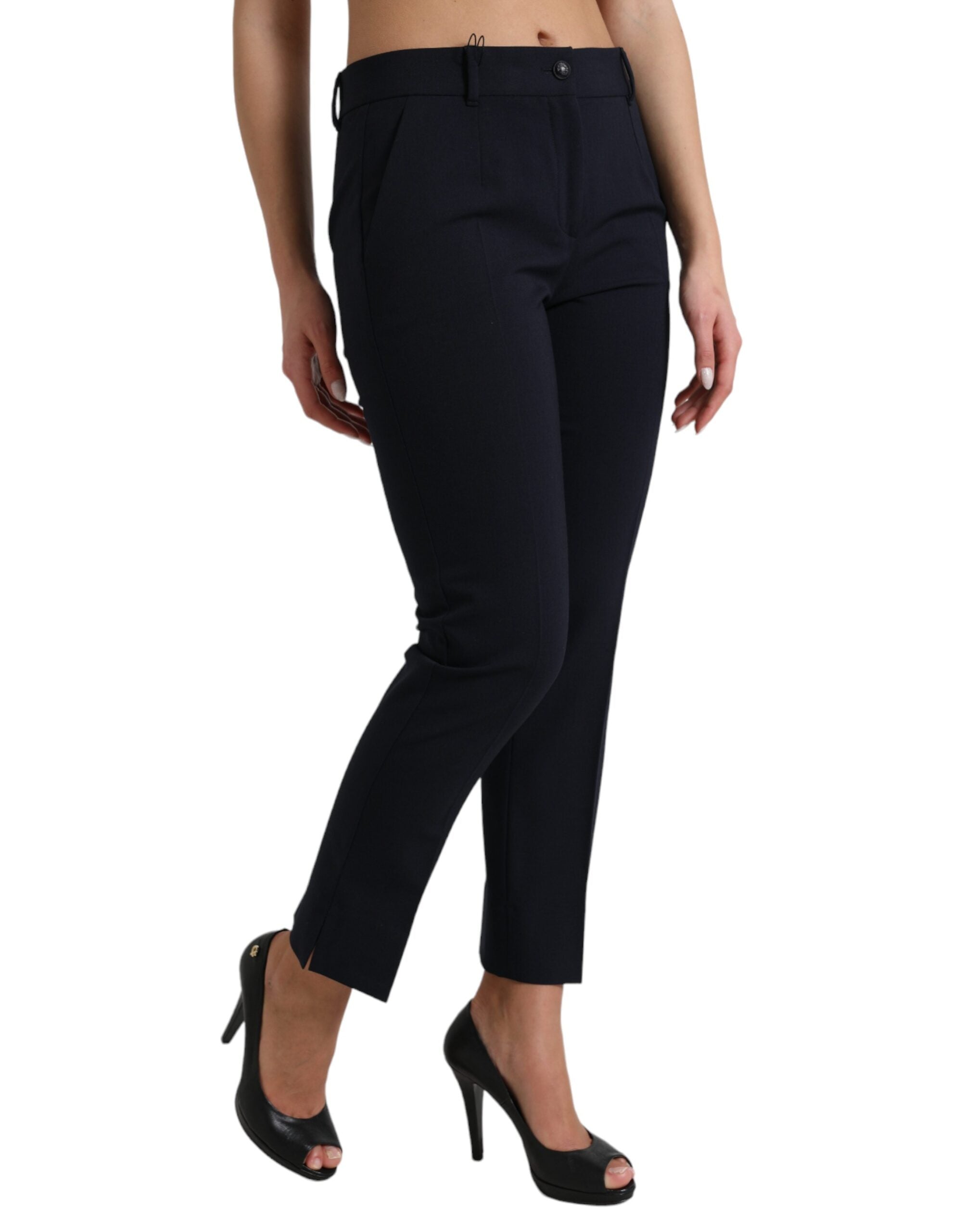 Dolce &amp; Gabbana – Elegante, konisch zulaufende Hose mit mittlerer Taille in Blau