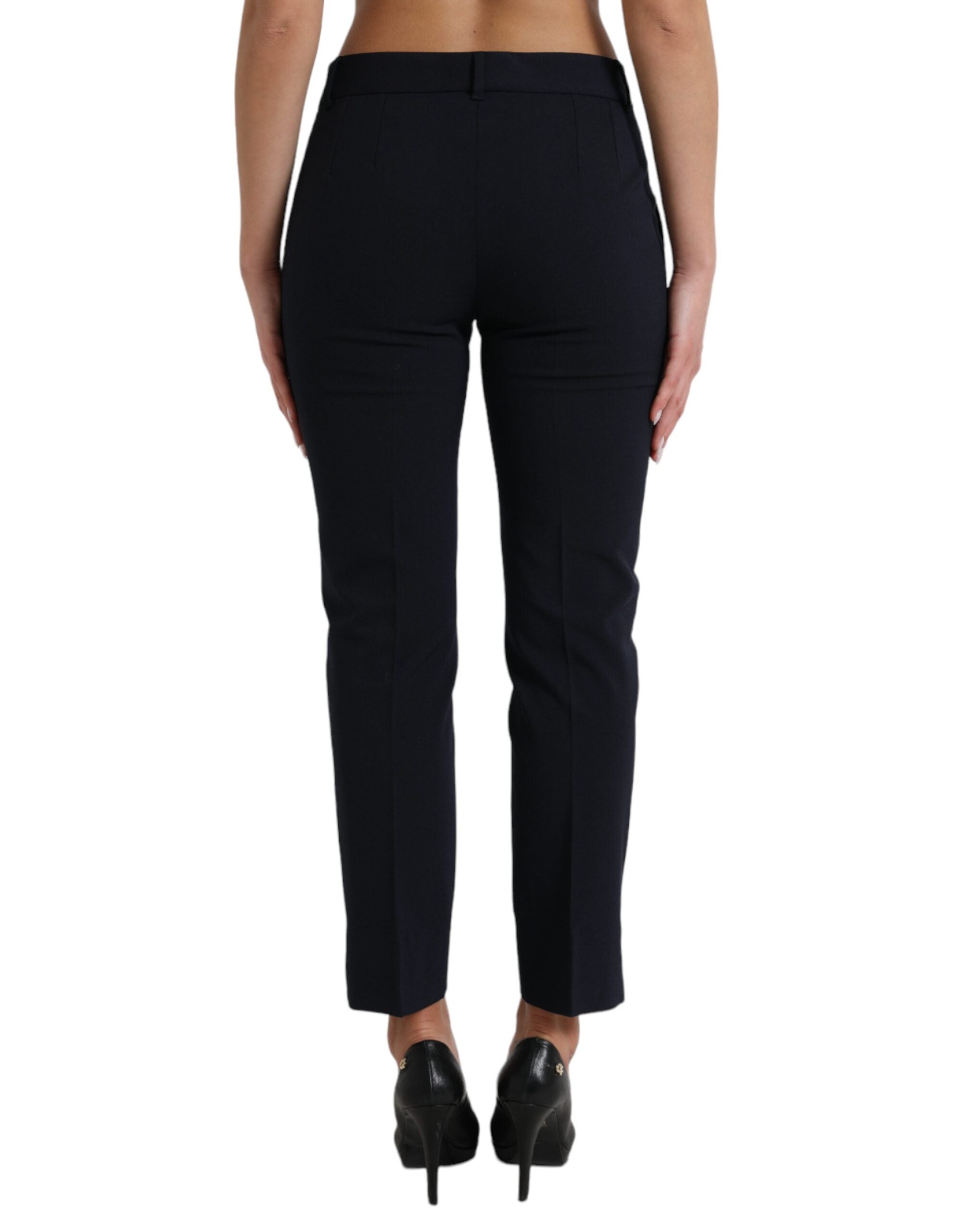 Dolce &amp; Gabbana – Elegante, konisch zulaufende Hose mit mittlerer Taille in Blau