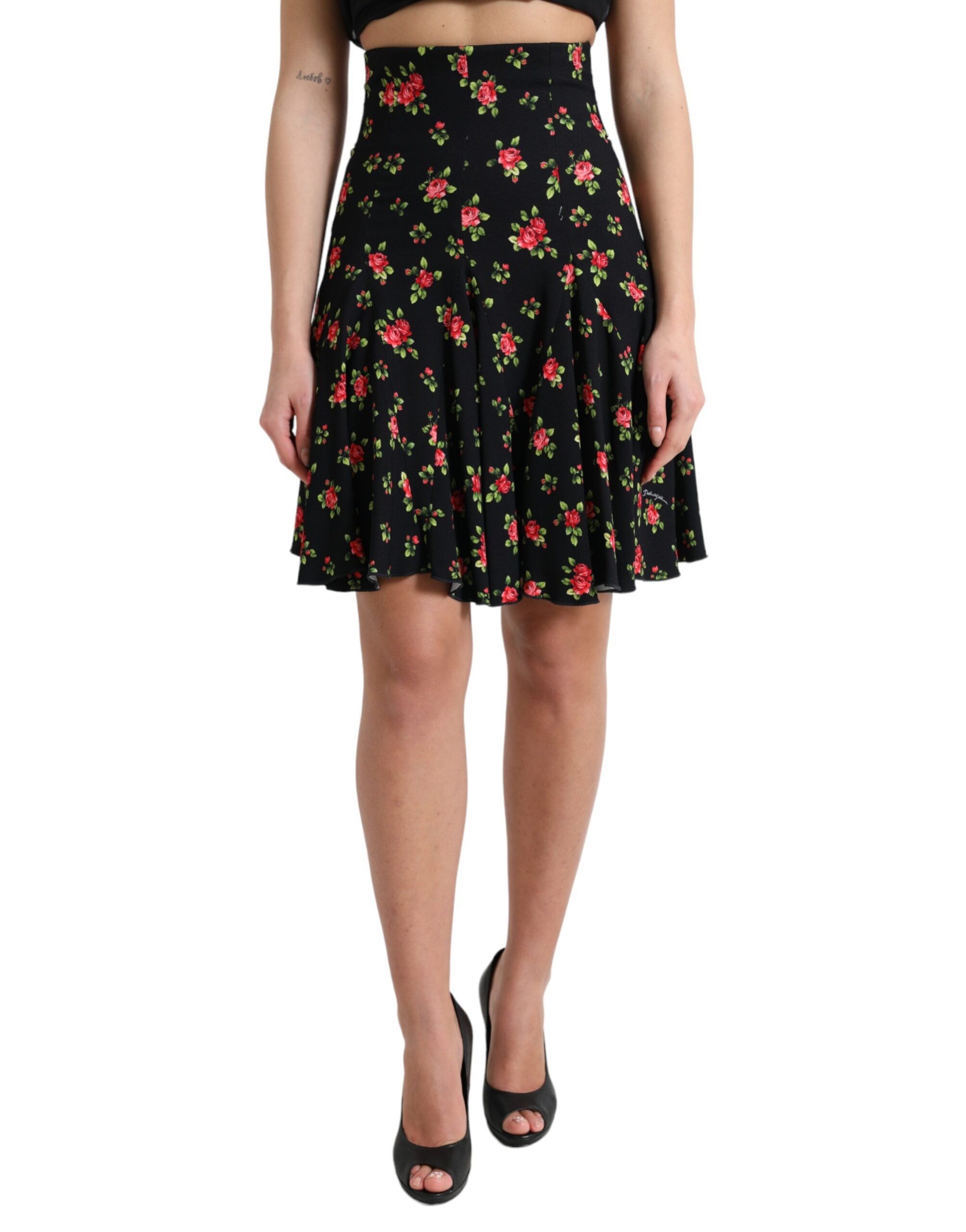 Mini-jupe trapèze fleurie taille haute Dolce &amp; Gabbana