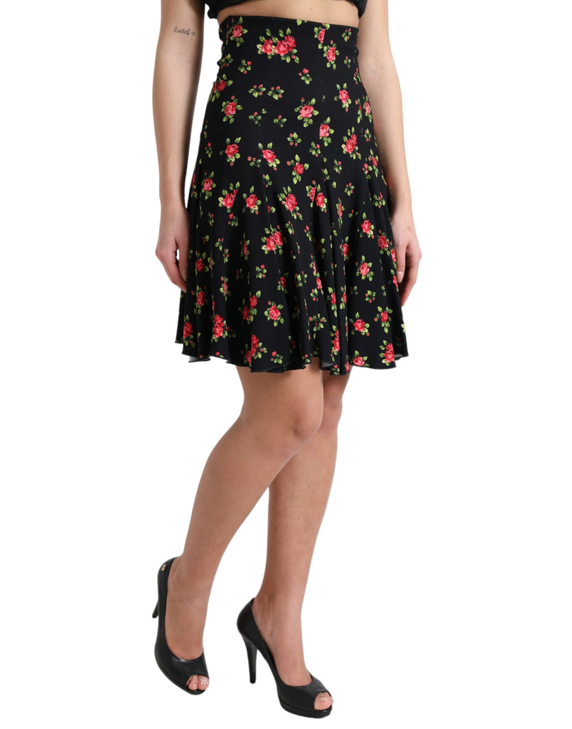 Mini-jupe trapèze fleurie taille haute Dolce &amp; Gabbana