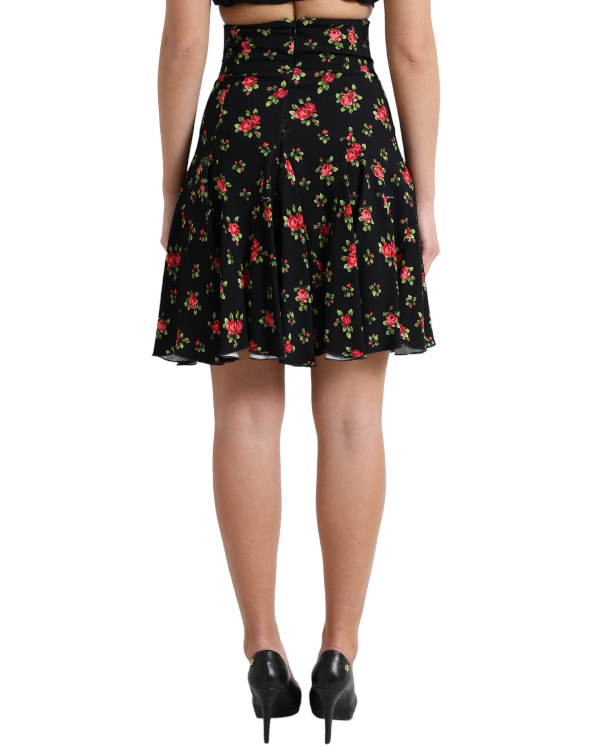 Mini-jupe trapèze fleurie taille haute Dolce &amp; Gabbana