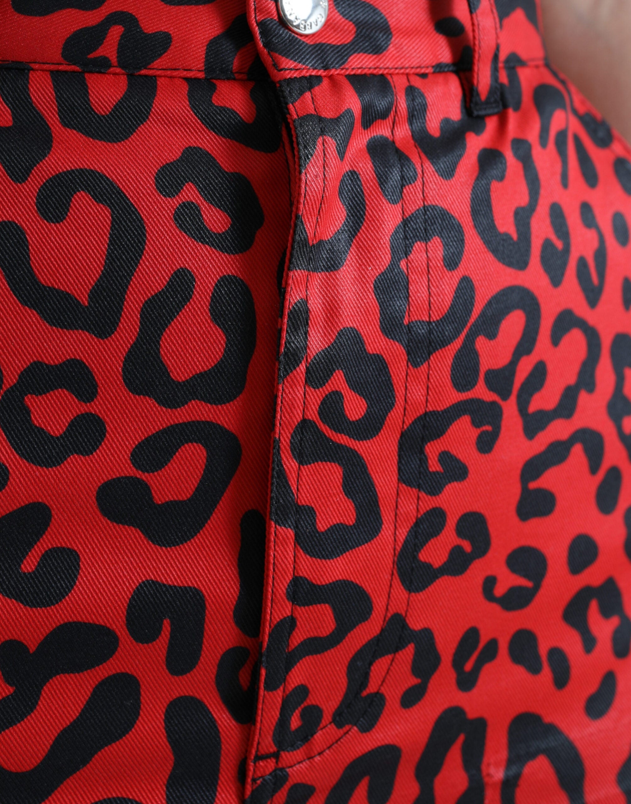 Mini-jupe taille haute léopard rouge Dolce &amp; Gabbana