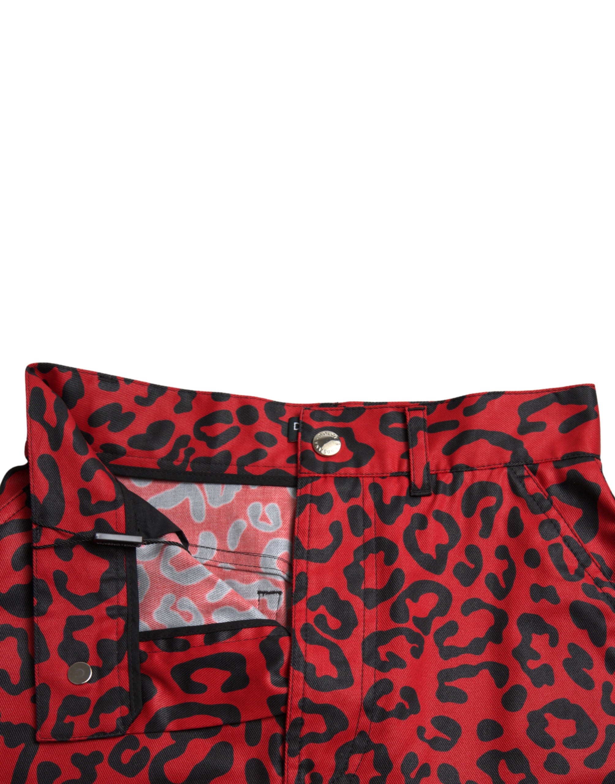 Mini-jupe taille haute léopard rouge Dolce &amp; Gabbana