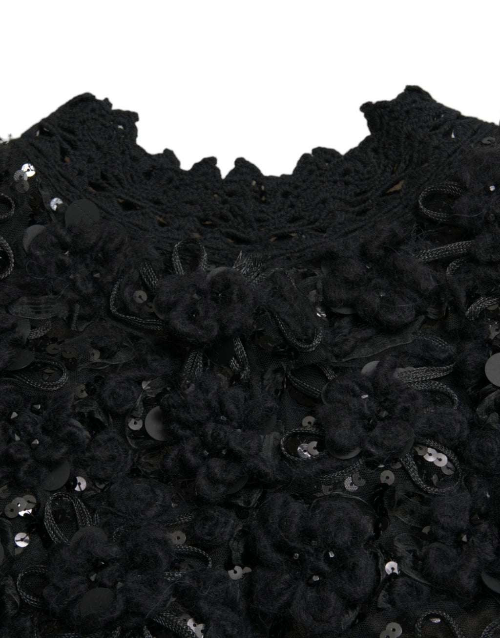 Dolce &amp; Gabbana – Schwarzer Pullover mit Paillettenverzierung