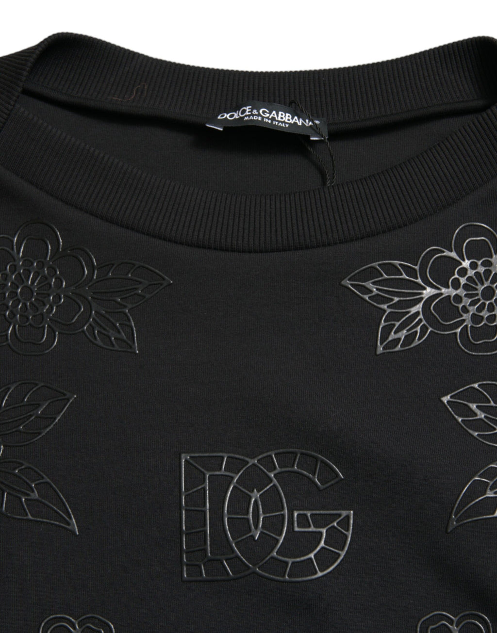 Dolce &amp; Gabbana – Eleganter schwarzer Pullover mit Blumenapplikation