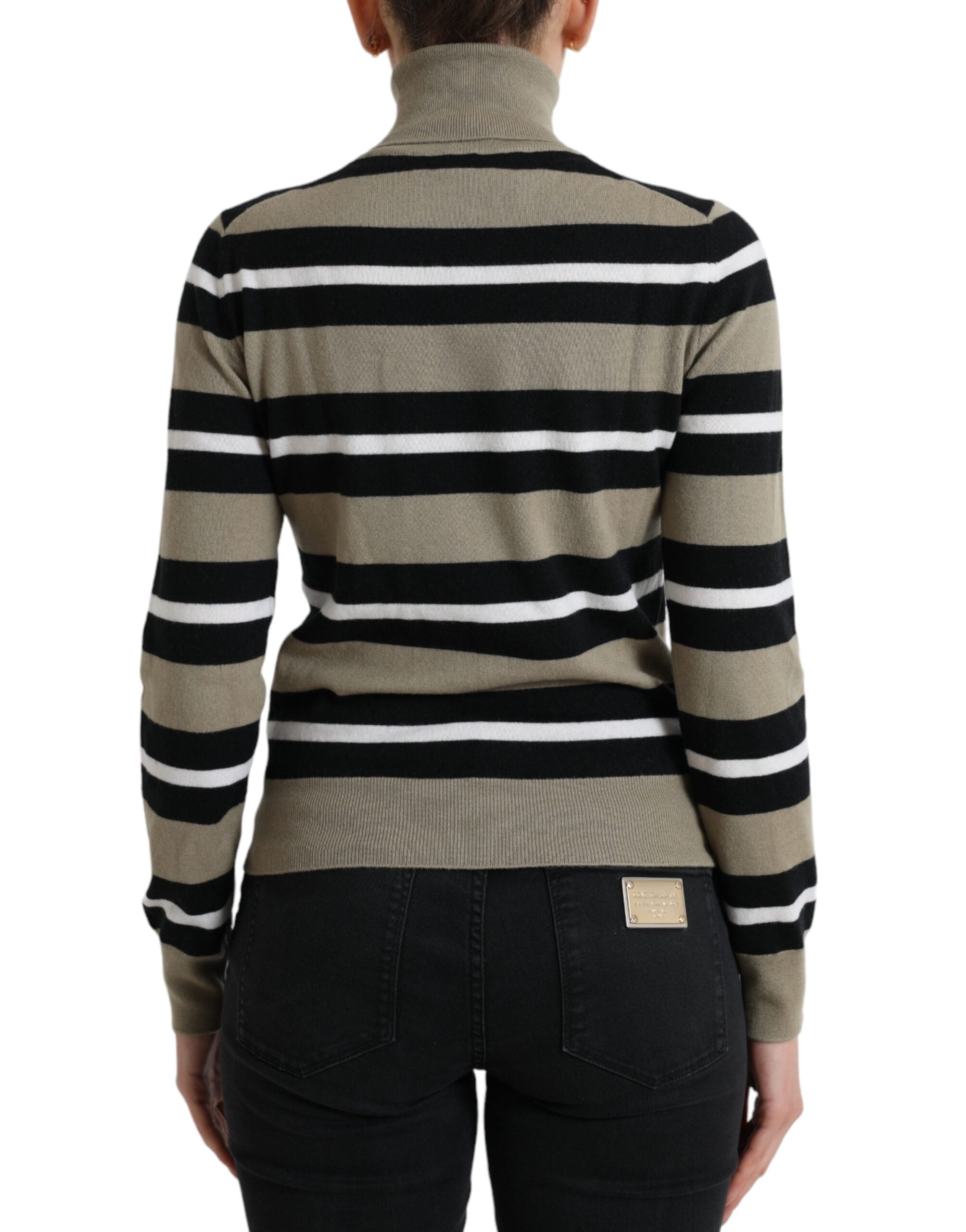 Dolce &amp; Gabbana Mehrfarbig gestreifter Rollkragenpullover aus Wolle