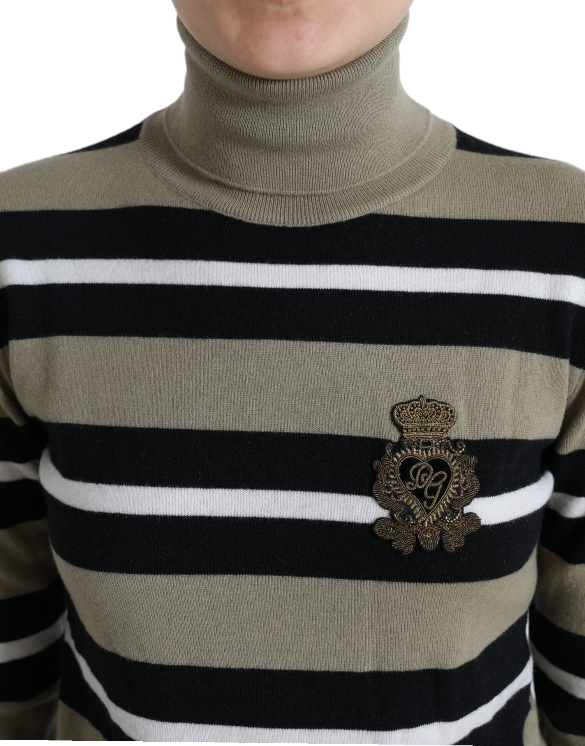 Dolce &amp; Gabbana Mehrfarbig gestreifter Rollkragenpullover aus Wolle