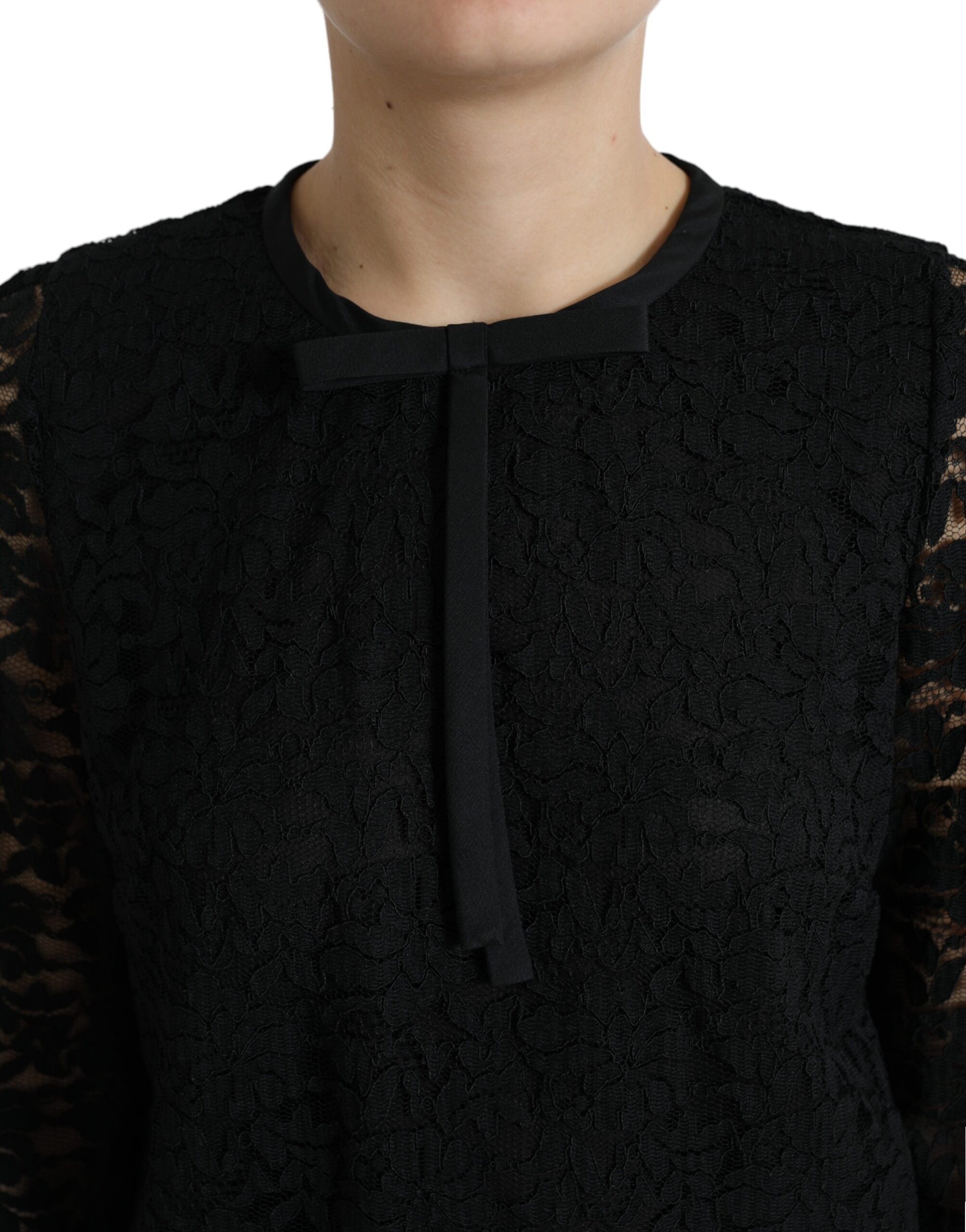 Dolce &amp; Gabbana - Haut élégant à manches longues en dentelle florale