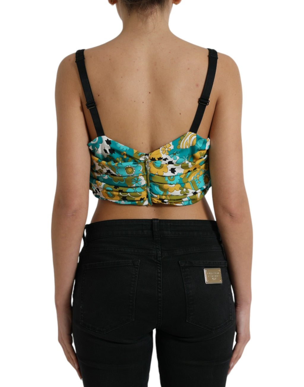 Dolce &amp; Gabbana – Elegantes, kurzes Tanktop aus Seidenmischung mit Blumenmuster